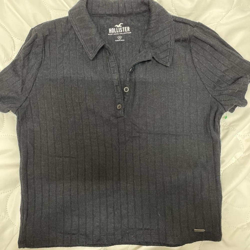 Hollister Charcoal Ribbed Polo